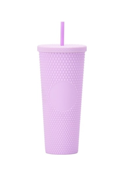 Açık Mor 710ML Durian Fincan 710ML Kahve Kapaklı ve Samanlı Fincan Yaz Soğuk Su Kupa Bardak Samanlı Bardak Elmas Radyant Tanrıça Bardak (Yurt Dışından)