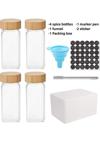 4 Adet Kavanoz Seti Bambu Kapaklı Cam Baharat Kavanozları Baharat Baharat Kapları Baharat Pot Tuz Biber Çalkalayıcılar Baharat Organizatör Mutfak Baharat Kavanoz Seti (Yurt Dışından)