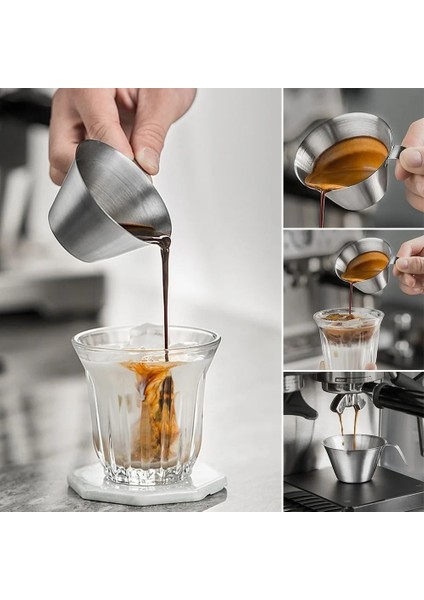 100 ml Emzik Sürahi Fincan Paslanmaz Çelik Ölçüm Fincan Espresso Atış Bardak Barista Ev Cafe Süt Kahve (Yurt Dışından)