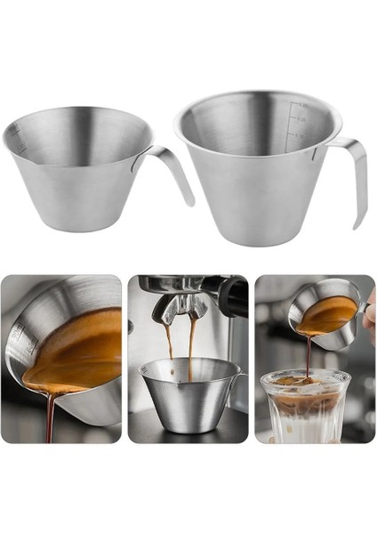 100 ml Emzik Sürahi Fincan Paslanmaz Çelik Ölçüm Fincan Espresso Atış Bardak Barista Ev Cafe Süt Kahve (Yurt Dışından)