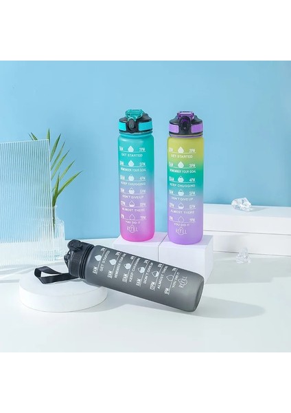Turuncu Yeşil 1.0l 1 Litre Su Şişesi Samanlı Plastik Buzlu Bardak Zaman Işaretleyici ile Kızlar Için Kawaii Taşınabilir Seyahat Açık Spor Fitness Bardak (Yurt Dışından) modelleri