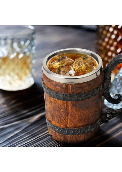 Stil J 401-500 ml Viking Ahşap Tarzı Bira Kupa Ahşap Varil Kova Bira Bardağı Paslanmaz Çelik Bar Bira Kupa Için Kupa Süsler Kokteyl Bardak Içme (Yurt Dışından) fırsatları
