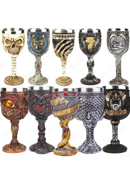 090 100-200ML (3.4-6.8oz) Yaratıcı 3D Gotik Şarap Kadehi Tarzı Ejderha Pençesi Viking Kafatası Iskeleti Punk Şarap Cam Cadılar Bayramı Hediyeler Bar Drinkware Bardak Içerir (Yurt Dışından) fiyatları