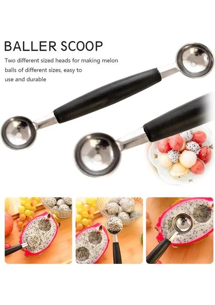 Gösterildiği Gibi Çift Kafalı Meyve Topu Meyve Toplayıcı Kepçe Kivi Meyve Karpuz Kepçe Kavun Kazıcı Meyve Kavanozu Patates Püresi Baller Dondurma Kaşığı (Yurt Dışından) fiyatları