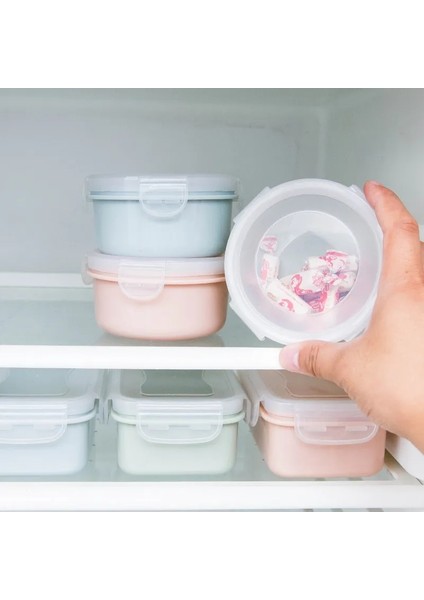 Yeşil 280ML Küçük Plastik Taze Tutma Kutusu Taşınabilir Buzdolabı Meyve Mühürlü Kase Yuvarlak Katlanır Bento Kutusu Çevre Dostu Gıda Saklama Kabı (Yurt Dışından) fırsatları