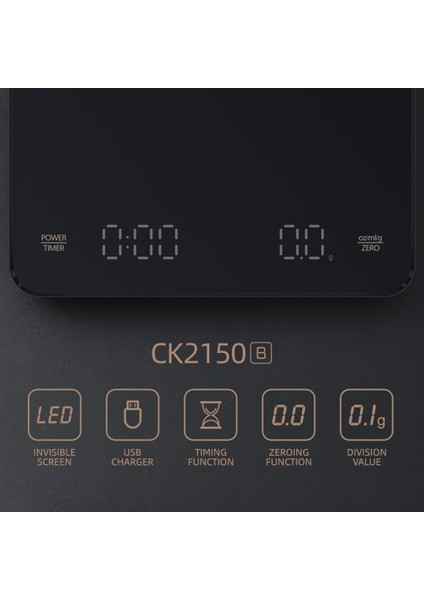 Gümüş 3kg 0.1g Kahve Elektronik Terazi Dökün Kahve Elektronik Damla Kahve Ölçeği Zamanlayıcı ile 3kg/0.1g LED Akıllı Mutfak Terazisi USB Şarj (Yurt Dışından)