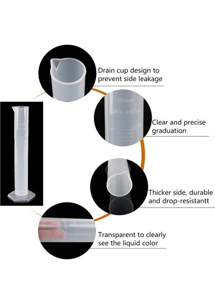 25 ml Plastik Ölçüm Silindiri Laboratuvar Testi Mezun Sıvı Deneme Tüpü Kavanoz Aracı Yeni 10/25/50/100/250/500/1000 ml (Yurt Dışından)
