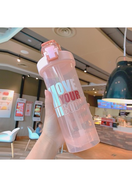 Stil B-Mavi 801-900ML Yüksek Kapasiteli Sallama Kupası Spor Milkshake Şişesi Karıştırma Topu Spor Protein Tozu Shake Kupası Taşınabilir Büyük Kapasiteli Saman Bardağı (Yurt Dışından)
