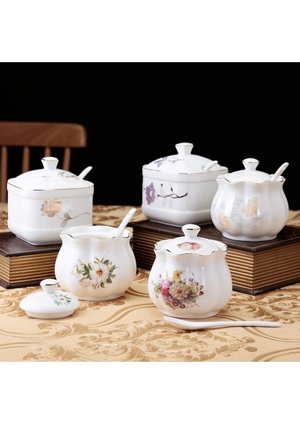 Stil 5 Iskandinav Kemik Çini Baharat Kavanoz Kapaklı ve Kaşık Seti Büyük Kapasiteli Ev Mutfak Aletleri Baharat Şişesi Tuz Biber Çalkalayıcılar (Yurt Dışından) modelleri