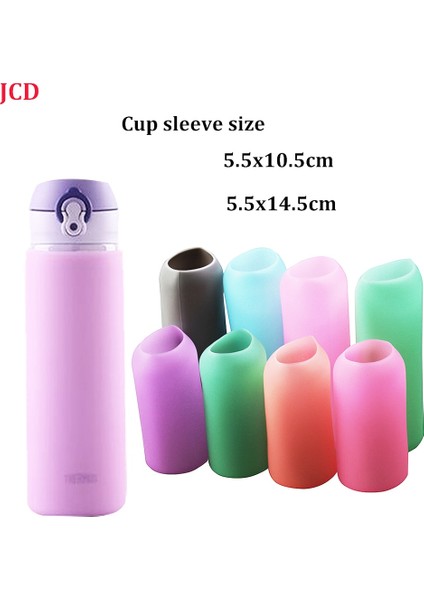 5.5X10.5 Q-Purplef Silikon Koruyucu Bardak Kapağı Düz Silindir Termos Bardak Kaymaz Cam Su Biberon Anti Haşlanma ve Isı Yalıtımı (Yurt Dışından)