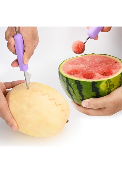 Kutu ile Paslanmaz Çelik Meyve Oyma Bıçağı Üç Set Meyve Tabağı Araçları Topu Kazıcı Seti Karpuz Topu Kazma Kaşığı Top Şeklinde (Yurt Dışından) modelleri