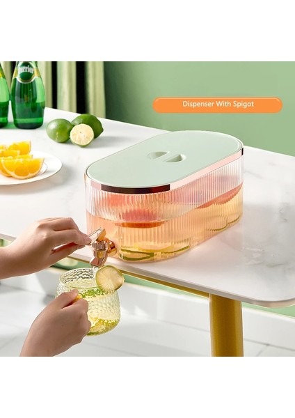 Musluklu Yeşil Soğuk Su Isıtıcısı Musluklu Içecek Dispenseri Buzlu Limonata Suyu Kapları Buz Kutusu Partileri Günlük 5.3lsu Sebili (Yurt Dışından)