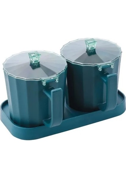 Mavi 2 Izgara Mutfak Baharat Kutuları Seti Biber Tuz Şeker Baharat Kavanoz Kapaklı Kaşık Şişe Baharat Şişe Kavanoz Mutfak Aksesuarları (Yurt Dışından)