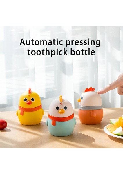 Pembe Kürdan Kutusu Mini Büyük Kapasiteli Toz Geçirmez Plastik Karikatür Tavuk Otomatik Açılır Kürdan Saklama Kutusu Yemek Masası Için (Yurt Dışından) indirimleri