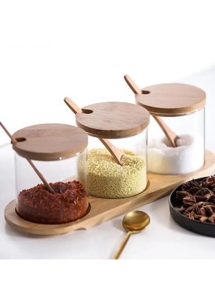 2 Adet Taban ile Cam Baharat Kavanozları Bambu Kapaklı Baharat Baharat Kapları Baharat Pot Tuz Biber Çalkalayıcılar Baharat Organizatör Mutfak Baharat Kavanoz Seti (Yurt Dışından)