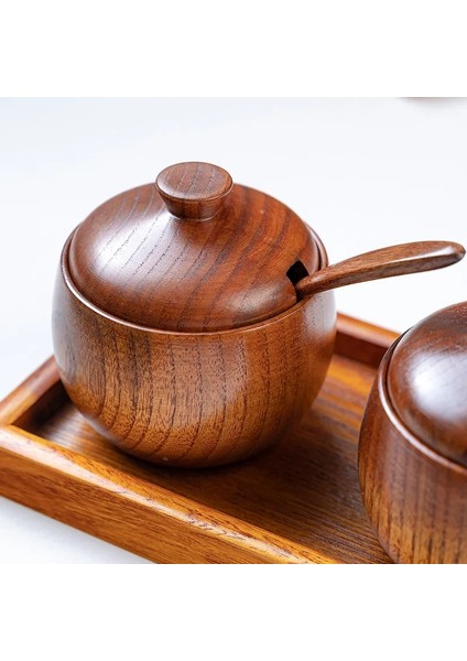 Model 4 Doğal Ahşap Sofra Baharat Kavanoz Mutfak Malzemeleri Baharat Sos Kapaklı Tencere Kase Tuzluk Kutusu Teneke Soya Sosu Şişesi (Yurt Dışından)