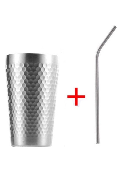 Sıl Tubularis ile 450 ml 304 Paslanmaz Çelik Soğuk Içme Suyu Bardağı 450 ml Büyük Kapasiteli Bira Bardağı Kalınlaşmış Çift Katmanlı Kahve Fincanı Kupa Meyve Suyu Fincanı (Yurt Dışından)