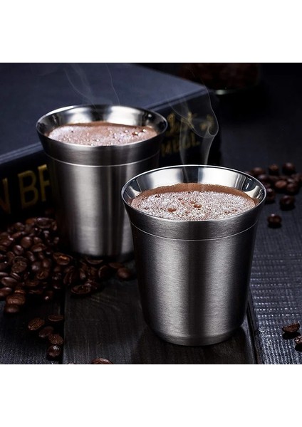 160ML-ALTIN 80-160ML 80/160ML Espresso Kupalar 304 Paslanmaz Çelik Çift Katmanlı Haşlanma Önleyici Kahve Sütlü Içecek Kahvaltı Fincanları Yalıtımlı Kahve Kupaları (Yurt Dışından)