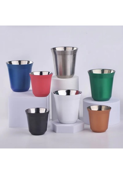 160ML-ALTIN 80-160ML 80/160ML Espresso Kupalar 304 Paslanmaz Çelik Çift Katmanlı Haşlanma Önleyici Kahve Sütlü Içecek Kahvaltı Fincanları Yalıtımlı Kahve Kupaları (Yurt Dışından)