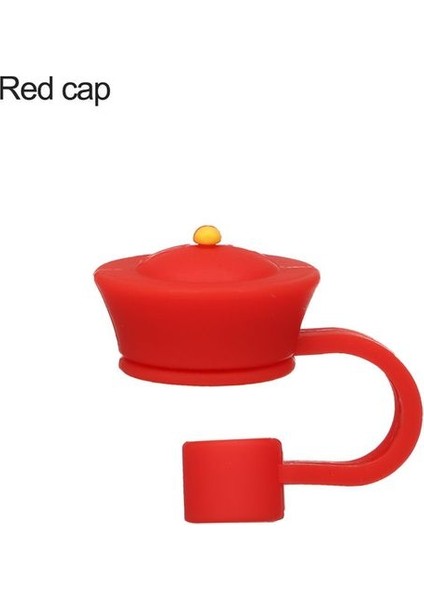 Kırmızı Şapka Sıçramaya Dayanıklı Karikatür Pipet Fişler Silikon Toz Geçirmez Kapak Pipet Ucu Kapağı Şeftali Çiçeği Sızdırmazlık Kapakları Drinkware Aksesuarları (Yurt Dışından)