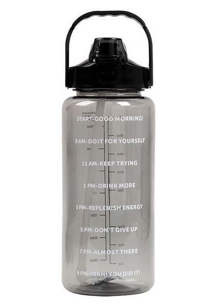 2l Siyah 1 Adet 2000ML 900ML 280ML 2 Litre Su Şişesi Motivasyon Içme Şişesi Zaman Işaretleyici Çıkartmaları ile Spor Su Şişesi Taşınabilir Yeniden Kullanılabilir Plastik Bardaklar (Yurt Dışından)
