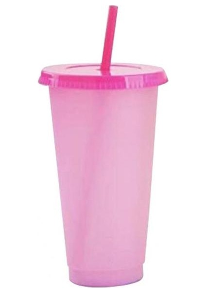 Mor 700ML Renk Değişimi Flaş Parlak Saman Bardak Kahve Fincanları Kullanımlık Plastik Kapaklı Bardak Sihirli Renk Değiştirme Bardak Içme Bardağı (Yurt Dışından)