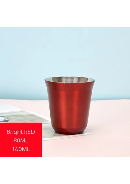Parlak Kırmızı 160ML Termal Kupa Kahve Paslanmaz Çelik Bardak 80/160ML Yeniden Kullanılabilir Kupalar Espresso Latte Bira Bardakları Renkli Cam Tumbler Isıya Dayanıklı 1 Adet (Yurt Dışından)