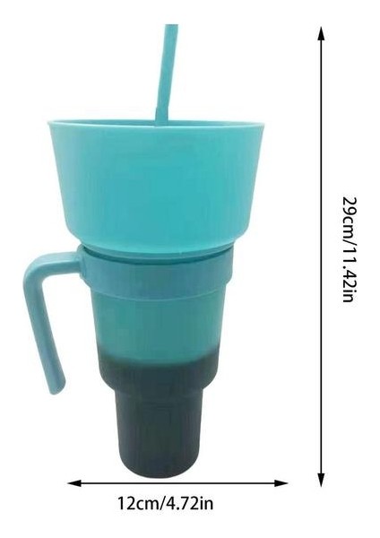 Mavi Çok Fonksiyonlu Renk Değiştiren Stadyum Bardak Sızdırmaz Seyahat Snack Combo Bardak Yetişkinler Için Ev Mutfak Aperatif Pipetli Bardak (Yurt Dışından)