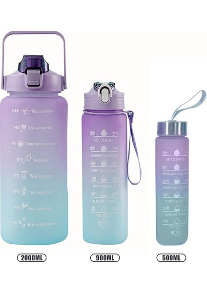 3 Adet 2000ML-900ML-280ML 1 Takım/3 Adet Samanlı Spor Su Şişesi Erkek Kadın Spor Su Şişeleri Açık Soğuk Su Bottlesc Zaman Marker ile Drinkware (Yurt Dışından)