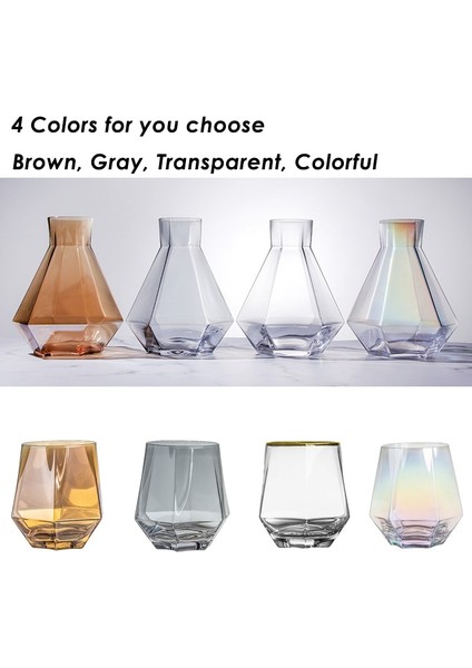 2 Adet Bardak Temizle Lüks Elmas Şekli Cam Su Isıtıcısı Doğal Ahşap Top Kapaklı Temizle Soğuk Su Sürahisi Suyu Içecek Sürahi Ev Drinkware (Yurt Dışından)