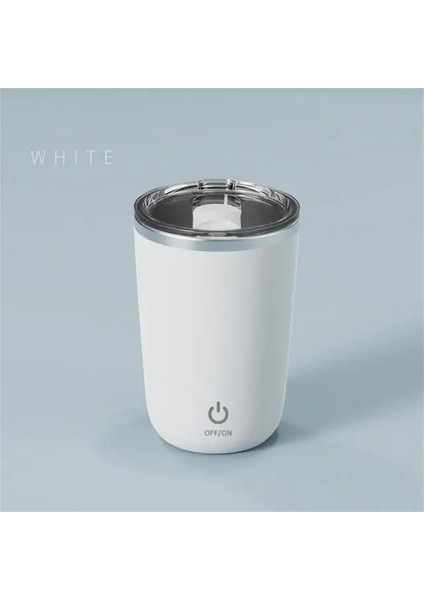 Beyaz 350ML USB Şarj Otomatik Karıştırma Kupası Protein Tozu Çalkalayıcı Şişe Su Geçirmez Dilsiz Taşınabilir Çok Fonksiyonlu Kahve Fincanı Süt Kupası Kupa (Yurt Dışından)