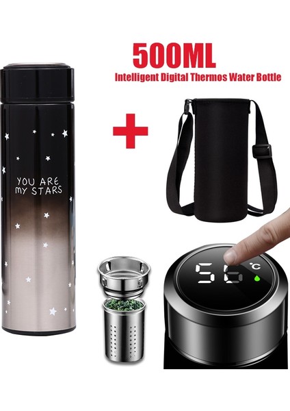Çantalı Siyah 401-500ML 500ML Akıllı Dijital Termo Şişe Soğuk ve Isıyı Tutar Termal Su Bardakları Sıcaklık Göstergesi Koruma Termos (Yurt Dışından) fiyatları