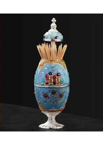 Mavi Avrupa Tarzı Otomatik Kürdan Kutusu Alaşım Kazınmış Kale Yüksek Ayak Tutucu Kürdan Dağıtıcı Kutusu Ev Masaüstü Dekorasyon (Yurt Dışından) fiyatları