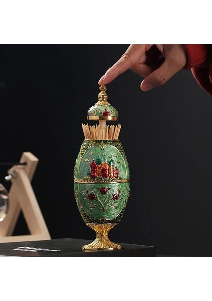 Mavi Avrupa Tarzı Otomatik Kürdan Kutusu Alaşım Kazınmış Kale Yüksek Ayak Tutucu Kürdan Dağıtıcı Kutusu Ev Masaüstü Dekorasyon (Yurt Dışından) modelleri