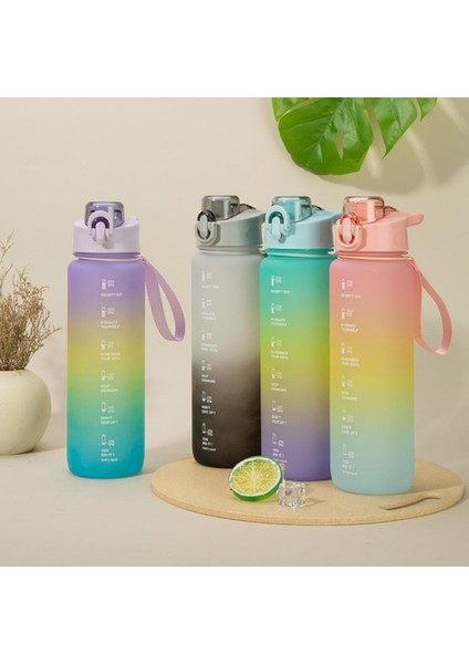 Pembe 1000 ml Su Bardağı Sıçramaya Dayanıklı Iyi Mühürlü Damlatmaz Bardak Zıplayan Kapak Taşınabilir Kordon Pipetli Şişe Isıya Dayanıklı Içme Bardağı (Yurt Dışından)