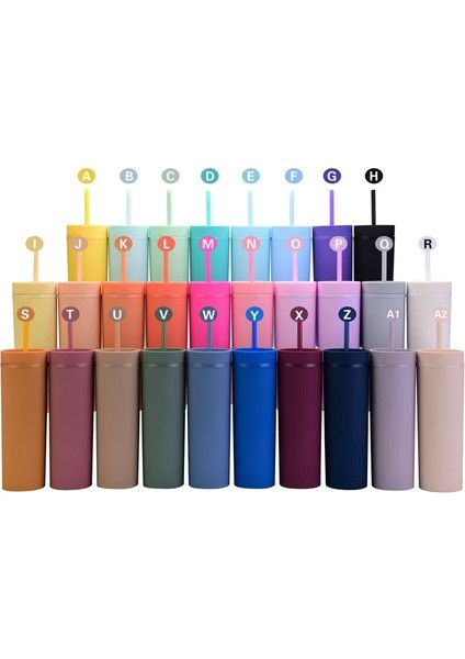 Renk 26 Sıcak Satış 16 Oz Akrilik Ince Sıska Tumbler Renkli Mat Su Kapaklı Şişe Yeni Yıl Partisi Hediyeleri Için Saman Çift Duvar (Yurt Dışından) fırsatları