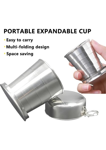 2 Adet 250 ml 75/150/250 ml Paslanmaz Çelik Katlanır Bardak Kamp Tencere Geri Çekilebilir Fincan Anahtarlık ile Handcup Taşınabilir Açık Seyahat Kamp (Yurt Dışından) indirimleri