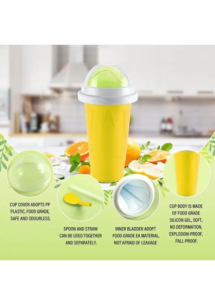 Sarı 210 ml Smoothie Kupası Tutam Bardak Dondurulmuş Sihirli Sıkma Fincan Soğutma Makinesi Fincan Dondurucu Kupa Milkshake Araçları Protable Smoothie Kupa Slushy Fincan (Yurt Dışından)