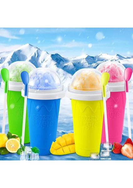 Sarı 210 ml Smoothie Kupası Tutam Bardak Dondurulmuş Sihirli Sıkma Fincan Soğutma Makinesi Fincan Dondurucu Kupa Milkshake Araçları Protable Smoothie Kupa Slushy Fincan (Yurt Dışından)