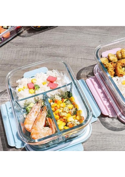 480 ml Mavi Mikrodalga Özel Öğle Yemeği Kutusu Cam Bölmeli Taze Tutma Kutusu Öğrenci Kadın Kore Versiyonu Sevimli Bento Öğle Yemeği Kutusu Sofra (Yurt Dışından)