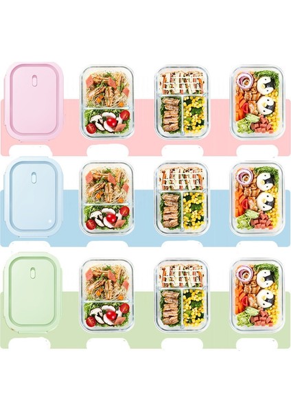 480 ml Mavi Mikrodalga Özel Öğle Yemeği Kutusu Cam Bölmeli Taze Tutma Kutusu Öğrenci Kadın Kore Versiyonu Sevimli Bento Öğle Yemeği Kutusu Sofra (Yurt Dışından) modelleri