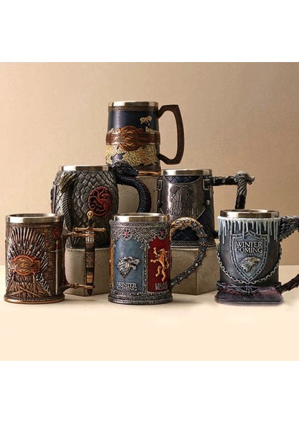 15 501-600 ml 3D Bira Kupaları Kahve Fincanları Gotik Kadeh Demir Tankard Paslanmaz Çelik Reçine Şarap Bardağı Kupa 600 ml Kafatası Babalar Günü Hediyesi 1 Adet (Yurt Dışından) fırsatları