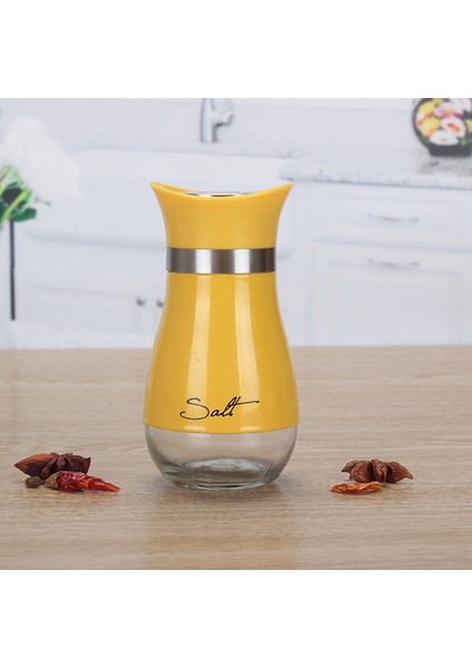 Açık Sarı Sevimli Tuz ve Biber Paslanmaz Çelik Cam Alt Baharatlık Deniz Tuzu Şeker Doldurulabilir Biber Baharat Kutuları (Yurt Dışından)