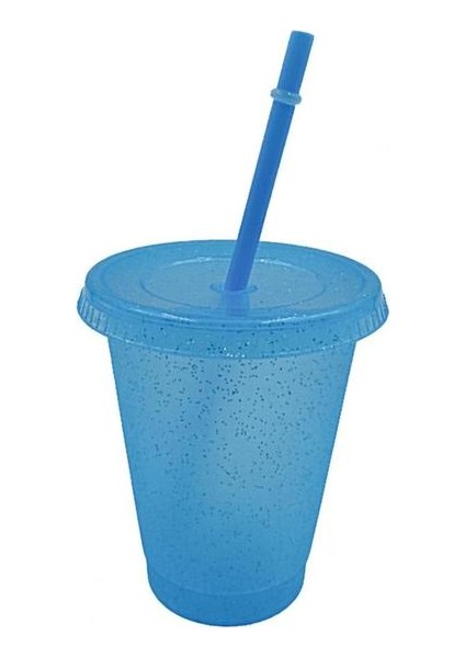 Açık Mavi 700 ml Payetli Glitter Saman Bardak Yeniden Kullanılabilir Gıda Sınıfı Hasır Kapaklı Kupalar Plastik Bardak Mat Kahve Suyu Süt Çay Içme Şişesi (Yurt Dışından)