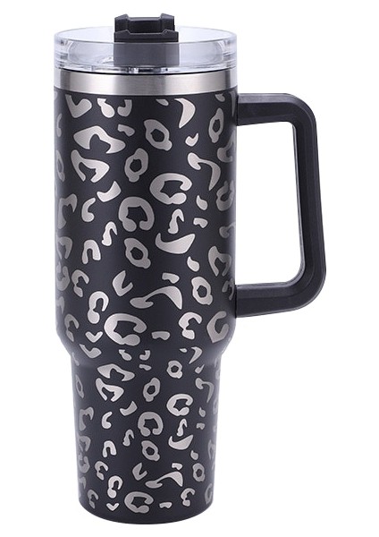 06 40 Oz Leopar Baskı Tarzı Araba Termos Kulplu Bardak Kahve Yalıtımlı Bardak Saman Paslanmaz Çelik Araba Termosları (Yurt Dışından) fırsatları
