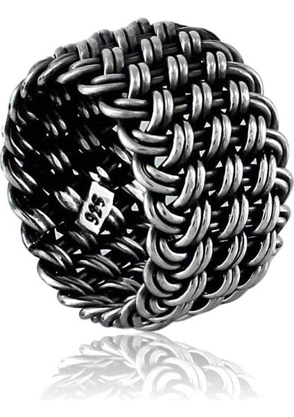 Tamamen El Yapımı Hasır Örgü Gümüş Yüzük Alyans 13 mm fırsatları