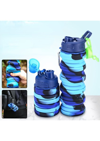 A-Pembe 401-500ML Doğa Sporları Silikon Katlanır Kupa Yaratıcı Bisiklet Seyahat Spor Taşınabilir Su Şişesi Kamuflaj Sıkma Bardak (Yurt Dışından) modelleri