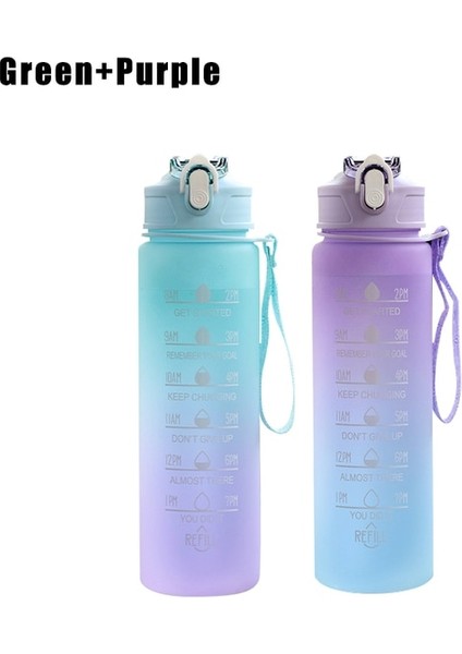 Yeşil ve Pembe 0.9l 900 ml Su Şişesi Öğrenci Pipetli Içecek Şişesi Kapasiteli Spor Sürahi Spor Salonu Kamp Turu Için Spor Su Şişesi Kız Erkek (Yurt Dışından)