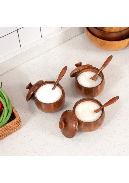 2 Adet-Set Ahşap Baharat Kavanoz Tuz Şekerlik Biber Kutusu Tuz Konteyner Saklama Kapaklı Kutu Kaşık Baharat Baharat Kavanoz Seti Ahşap Vintage (Yurt Dışından) fırsatları