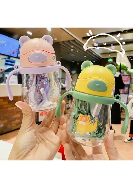 3c 301-400 ml Sevimli Bebek Sippy Su Bardakları Çocuk Kolu Beslemeyi Öğrenmek Içme Suyu Şişesi Anti-Boğulma Yerçekimi Topu ile Çocuklar Eğitim Pipetli Bardak (Yurt Dışından)